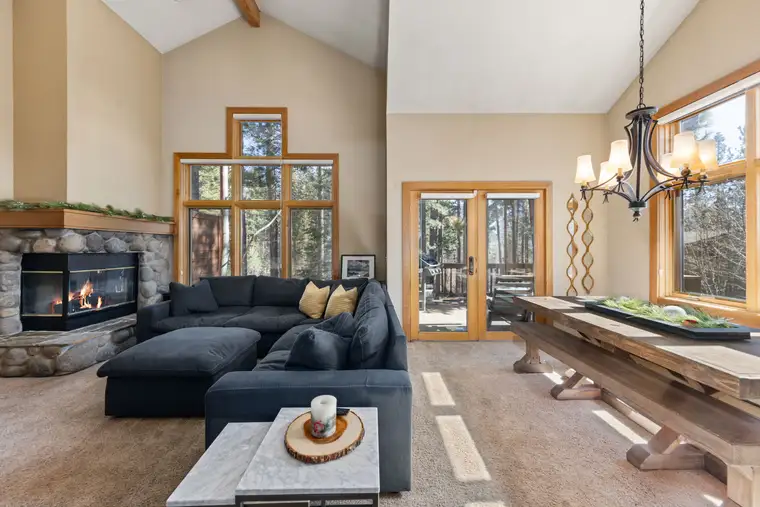 Living room, kitchen with outdoor view