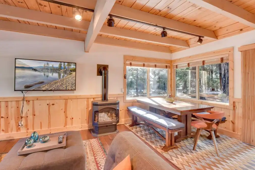 Enjoy your time in front of the fireplace, Tranquil Trails Cabin, an MG home in Tahoma