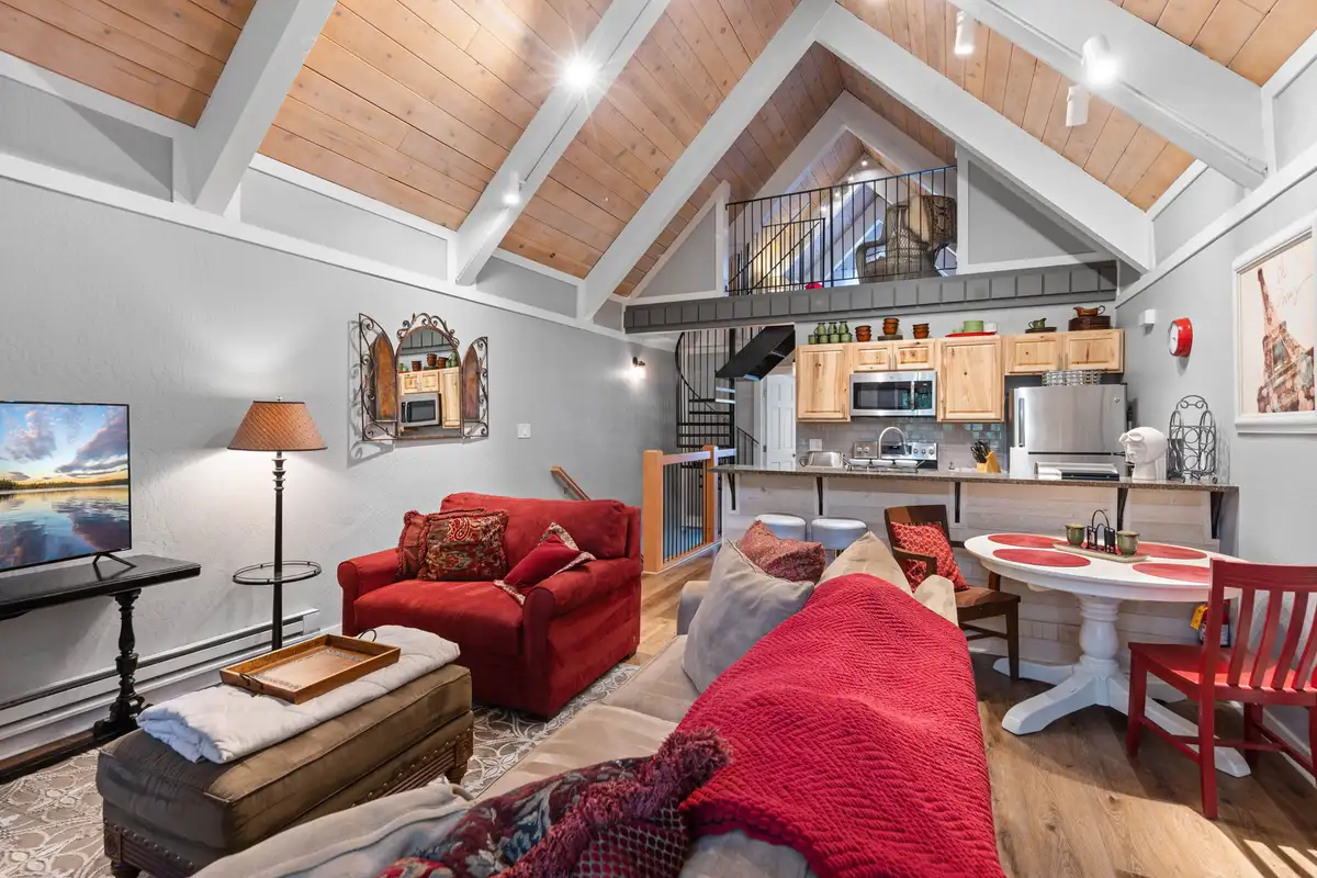 Open view kitchen and living room, Tahoe Peaks & Shores Retreat