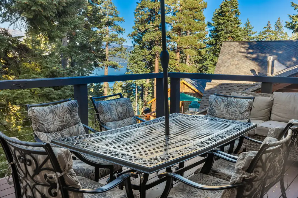 Back deck with seating and BBQ, Lakeview Grandeur, an MG home in Carnelian Bay