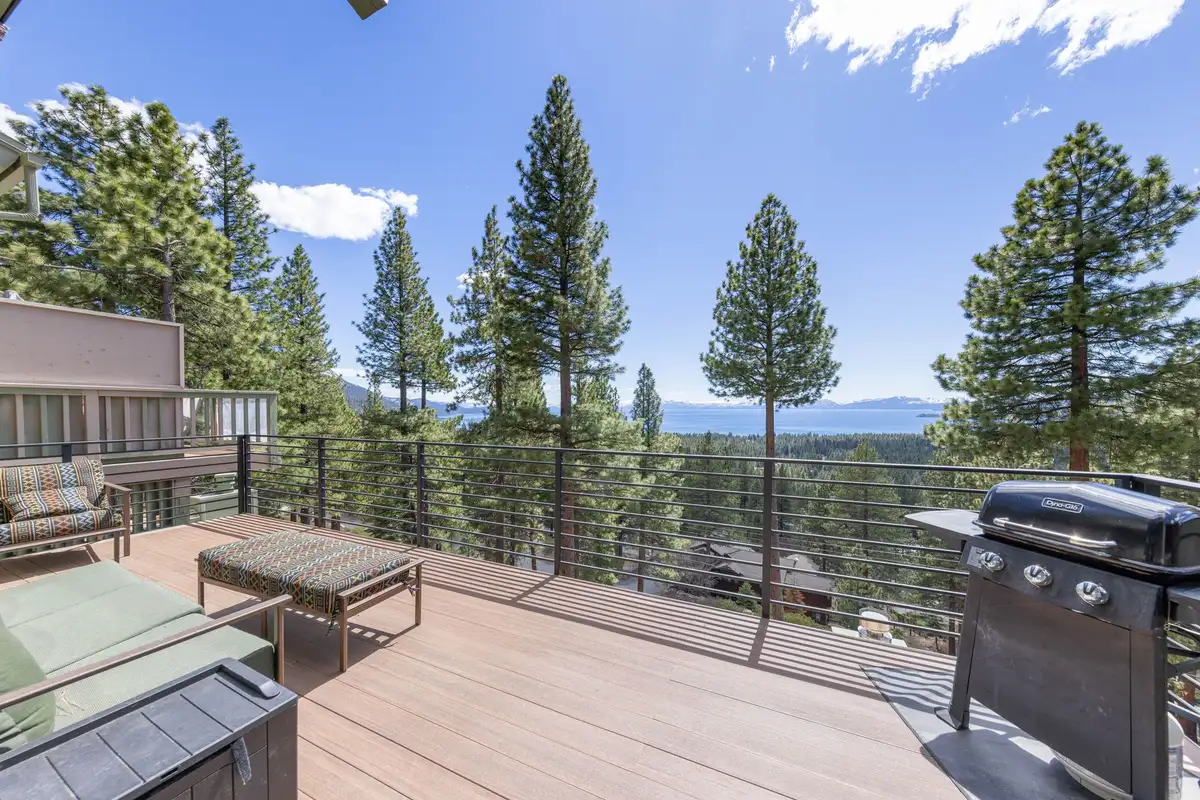 Outside Deck with grill and seating, Lakeview Haven in Incline Village