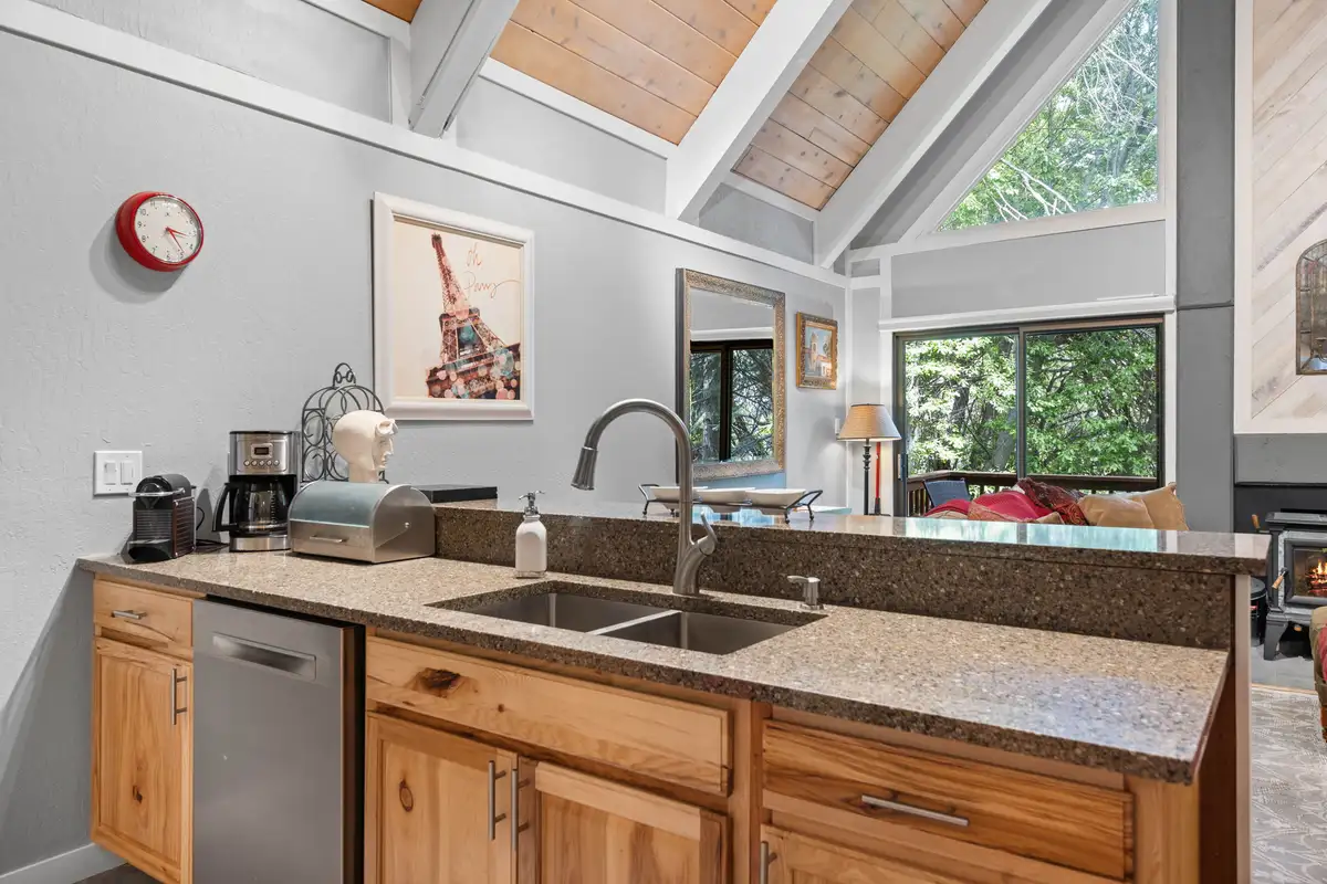 Kitchen with granite counters and double sink, Tahoe Peaks & Shores Retreat