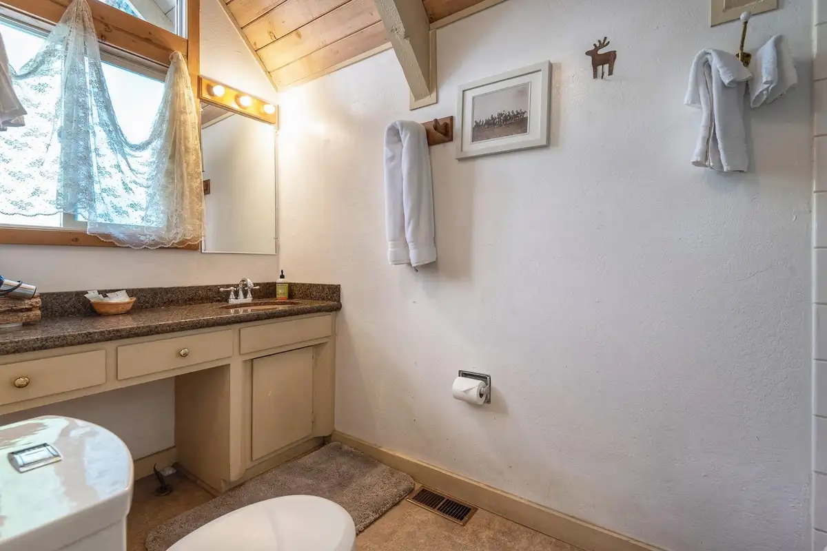 Bathroom with vanity and makeup counter, Lakeview Serenity Cottage