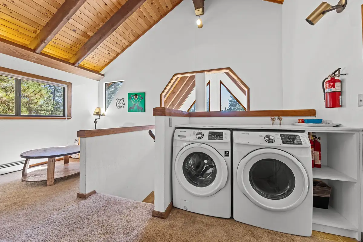 Landing with a side-by-side washer and dryer, Rustic Ridge Retreat