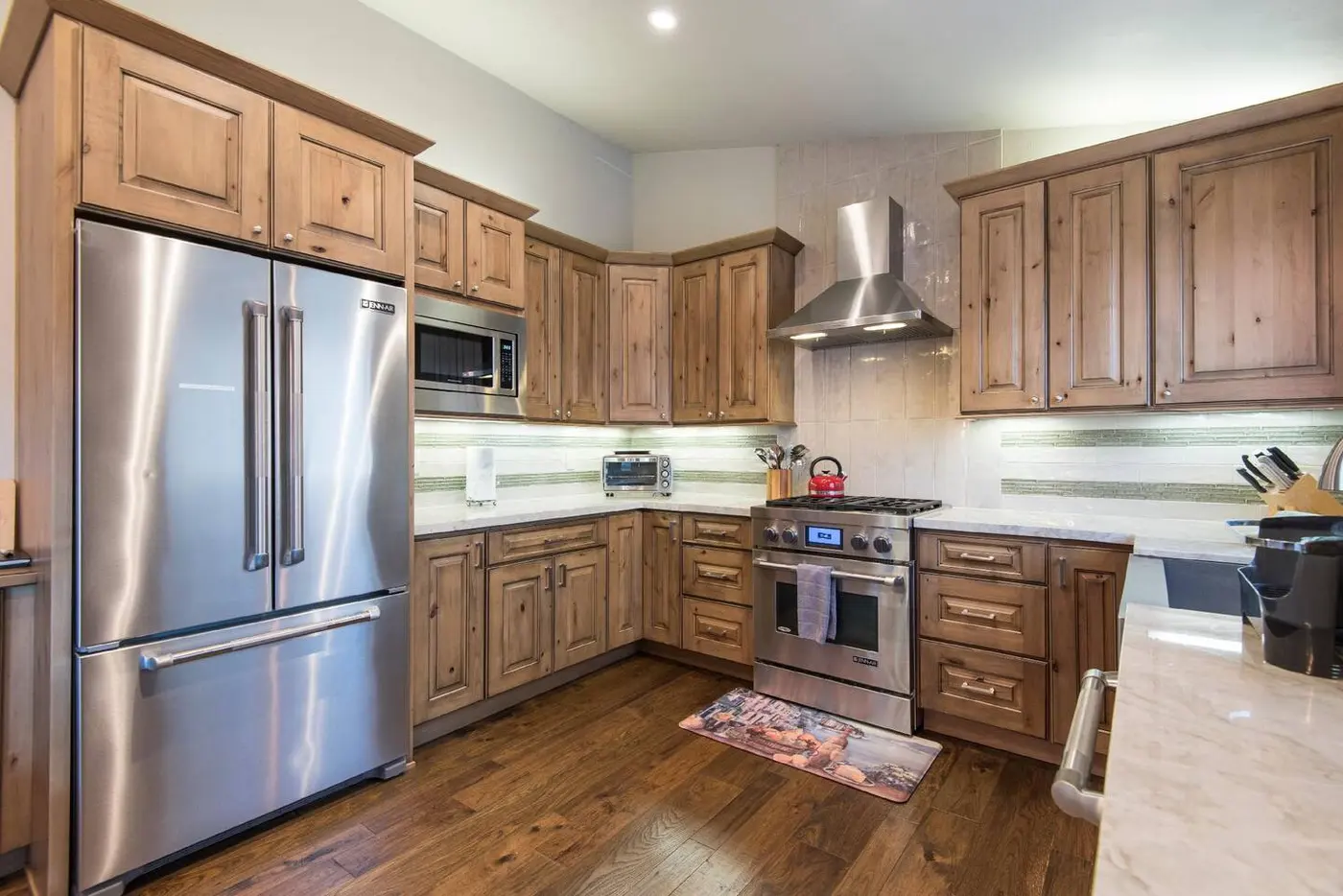 The kitchen at Tranquil Tahoe Haven, an MG home in Carnelian Bay