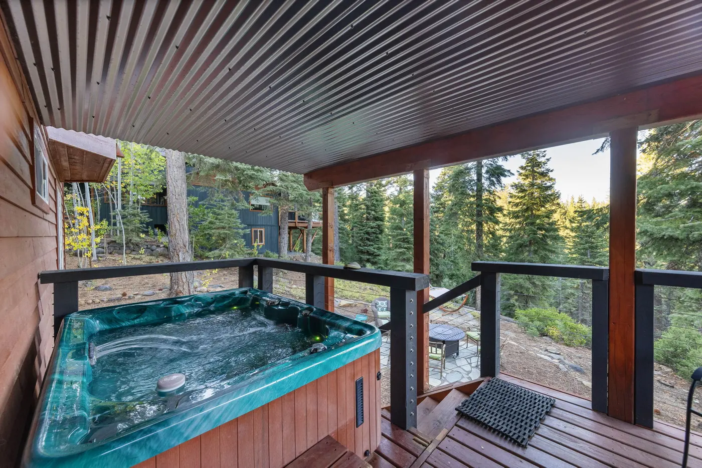 The hot tub at Lakeview Grandeur, an MG home in Carnelian Bay