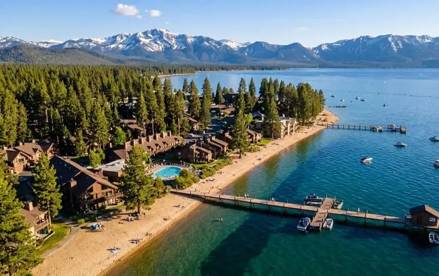 Lakeland Village and its beach in South Lake Tahoe